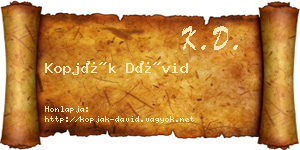 Kopják Dávid névjegykártya